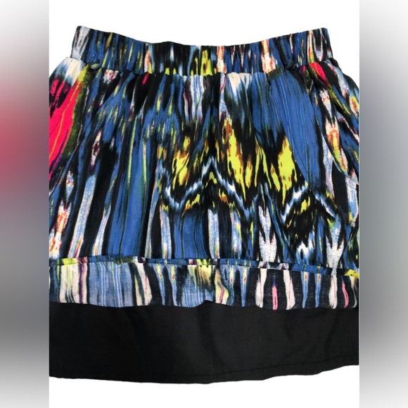Rampage Blue Green Pink Black Lined Mini Skirt 2 Pockets Belt Loops Size Small - Picture 4 of 8